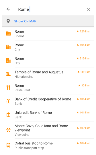 نتيجة البحث على أندرويد