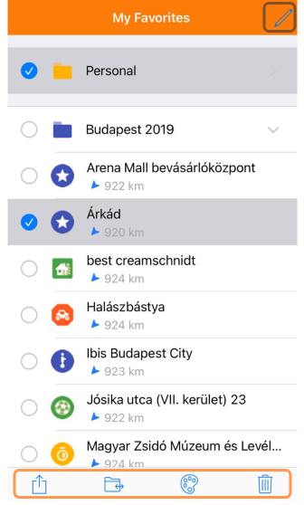 إجراءات المفضلة iOS