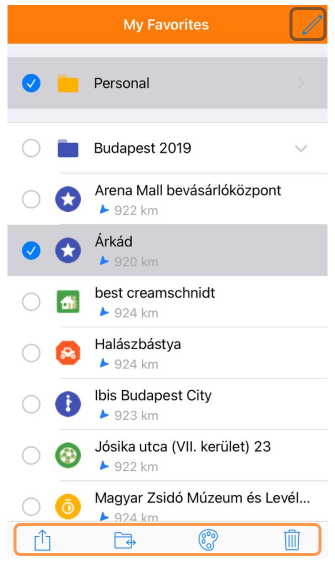 إجراءات المفضلة iOS