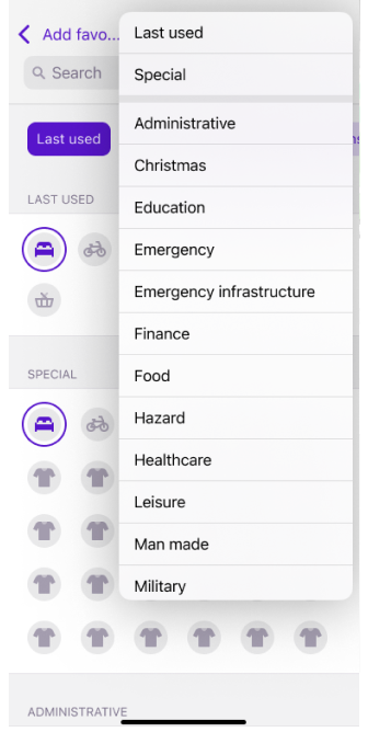 Icon Options for Favorites