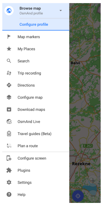 القائمة الرئيسية في أندرويد