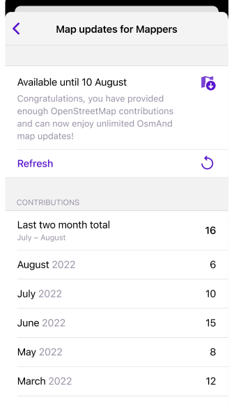 OsmAnd Live للمساهمين في الخرائط