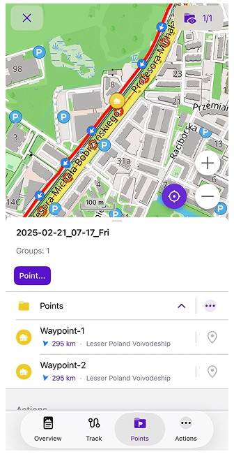 قائمة سياق المسار النقاط iOS
