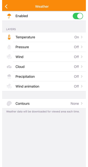 لوحة معلومات الطقس في iOS
