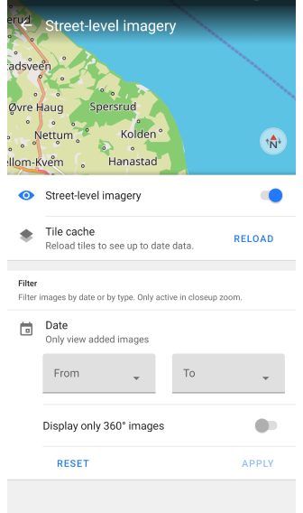 Mapillary plugin filter Android