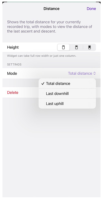 Trip recording widget