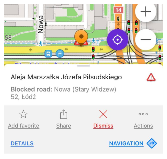 Gemiedene Straße verwerfen iOS