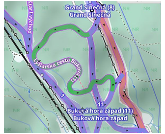 Map routes - ski slopes