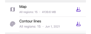 Allgemeines Karten-Download-Menü iOS