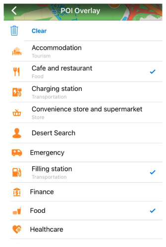 Mehrfachauswahl von POIs