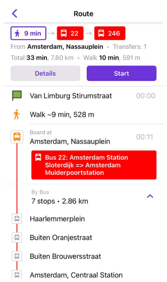 Navigation öffentlicher Verkehr Haltestellenliste iOS