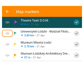 Marker in einer Liste sortieren Android