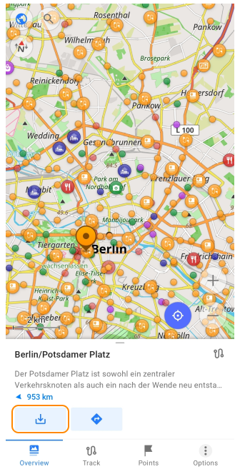 Menü Reiseführerpunkte