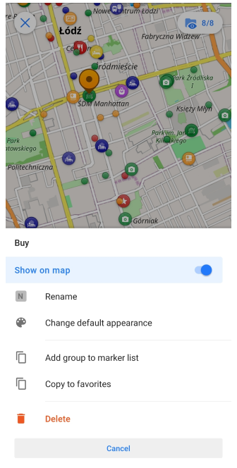 Menü Reiseführerpunkte