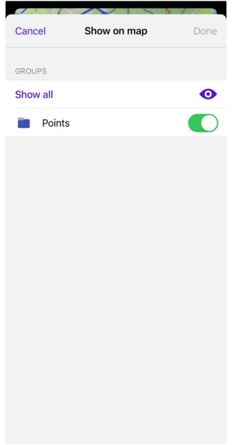 Track-Menü Gruppenkarte iOS