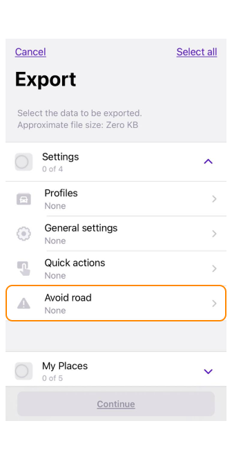 Exportar carretera a evitar en el mapa iOS 1