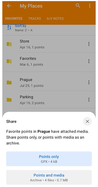 Funciones de la carpeta de favoritos android