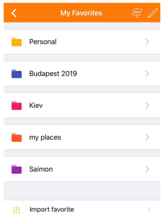 Carpetas de favoritos ios