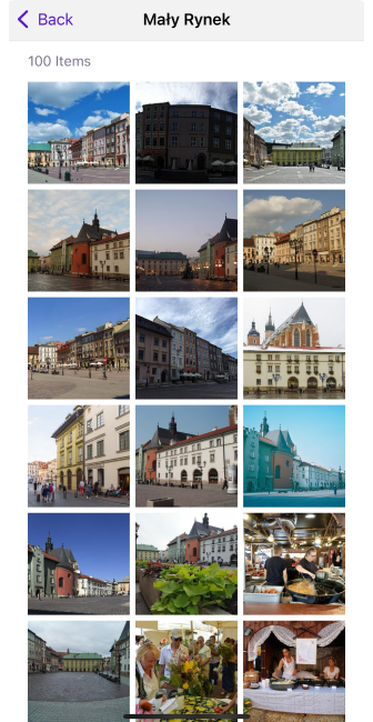 Menú de la galería – iOS