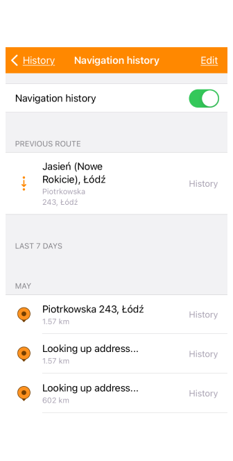 Ajustes generales Historial iOS