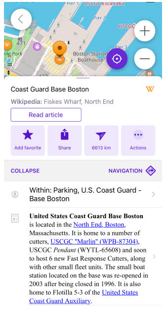 PDI de Wikipedia en francés en inglés en iOS