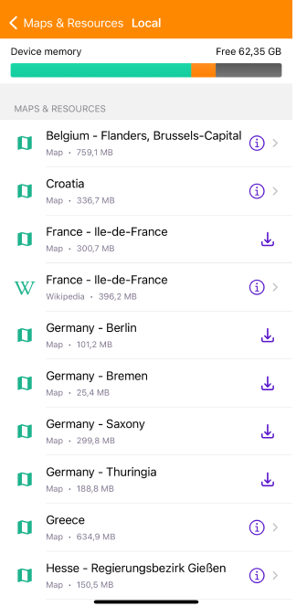 Menú de la pestaña local iOS