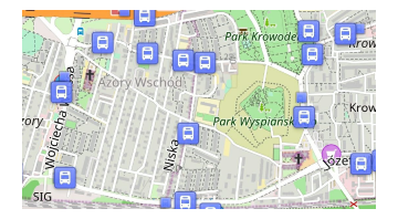 Paradas de transporte en el mapa