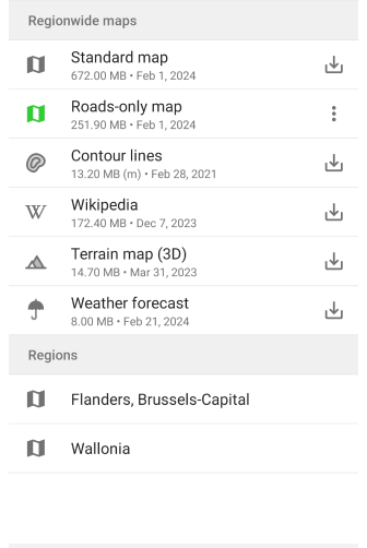 Mapas de toda la región Android
