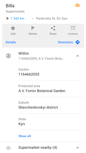 Información de polígono Android