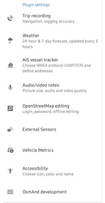 Ajustes de Plugins del Perfil Android