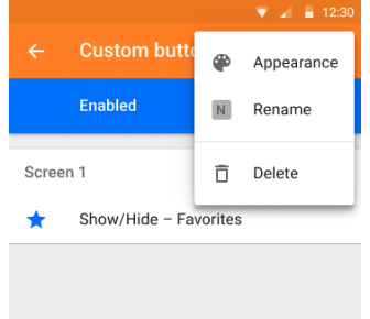 Apariencia del botón de acción rápida