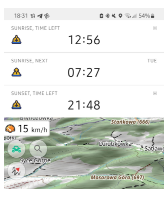 Widgets de atardecer y amanecer
