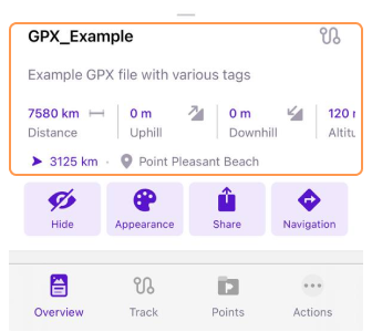 Vista general del panel de información en iOS