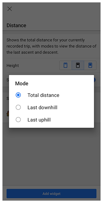 Widget de grabación de viaje