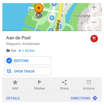 Action Restaurer marqueur Android