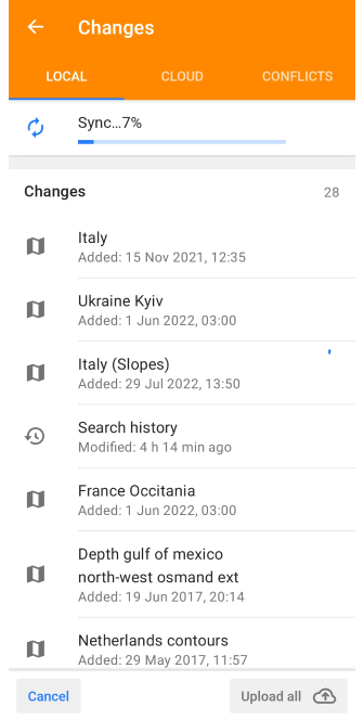 Modifications OsmAnd Cloud