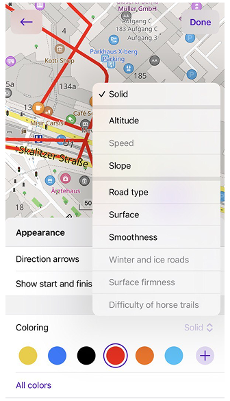 Menu contextuel Coloration iOS