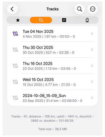 Mes lieux avec des traces sur iOS