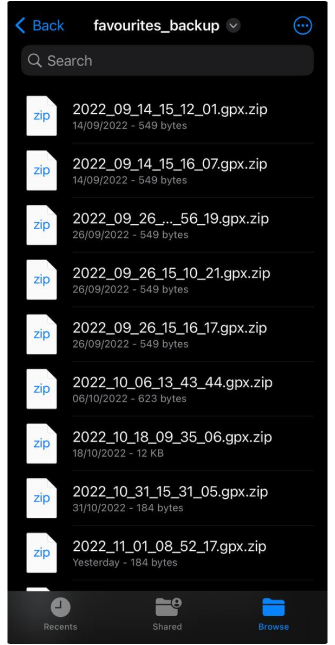 Sauvegarde automatique des favoris iOS