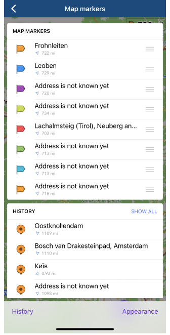 Apparence des marqueurs de carte iOS