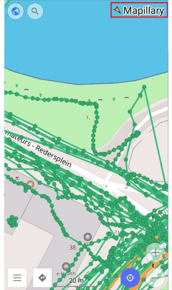 Menu contextuel de la carte du plugin Mapillary Android