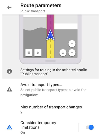 Nombre maximum de changements de transport