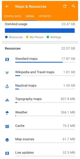 Onglet Local Android 1
