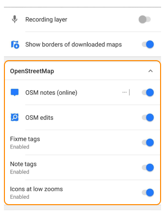 Calque d&#39;édition OSM Android