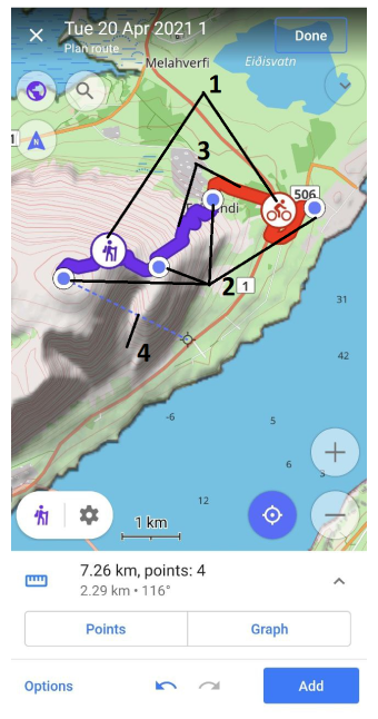 Planifier un itinéraire ligne de route android