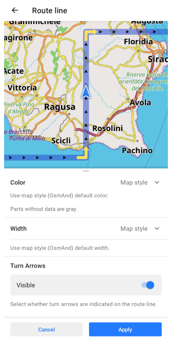 Itinéraire de navigation Android