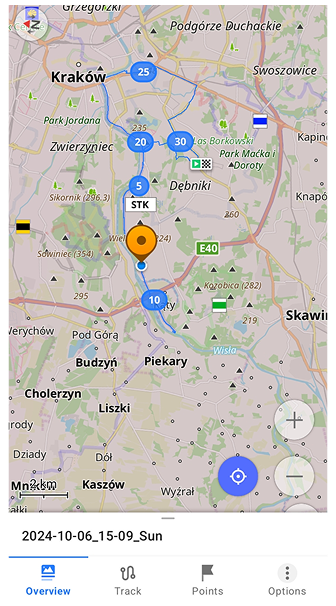 Carte de division de la trace par distance
