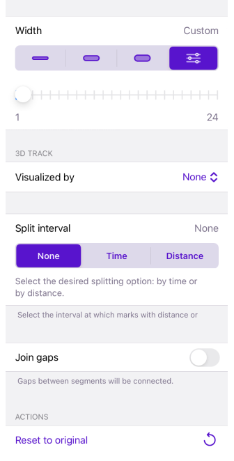 Menu de la trace Apparence iOS