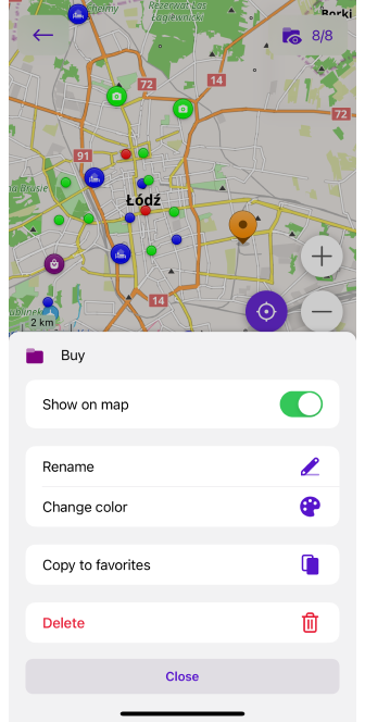 Menu de recherche des guides de voyage