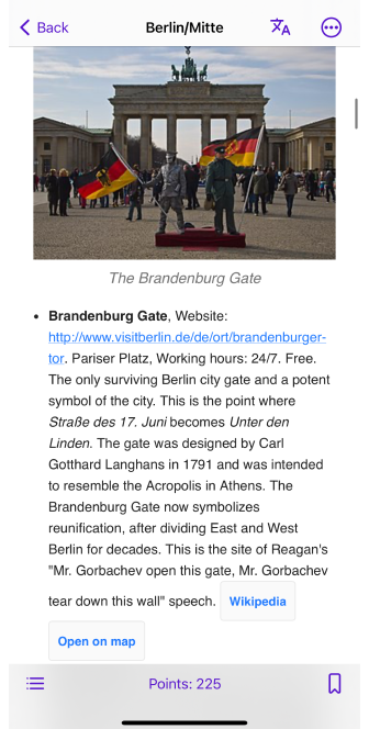 Menu de recherche des guides de voyage